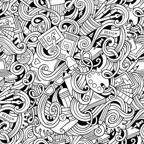 Design outline doodle pattern. Coloring print