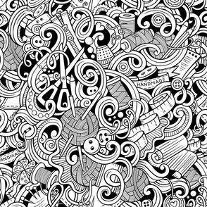 Handmade outline doodle pattern. Coloring print