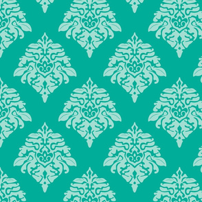 Damask Pattern in wintery Turquoise 
