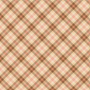 Brown, Beige, and Pink Diagonal Plaid - Small