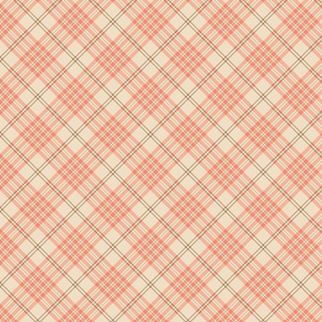 Beige and Pink Diagonal Plaid - Small