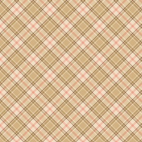 Beige, Tan, and Pink Diagonal Plaid - Small