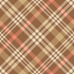 Brown and Pink Diagonal Plaid - Large