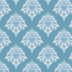 Damask Pattern wintery Blue Gray