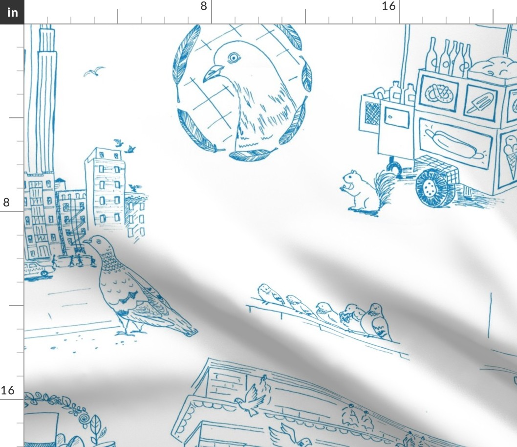 NYC Toile Blue Fabric | Spoonflower