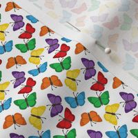 Rainbow Butterflies on White - Tiny
