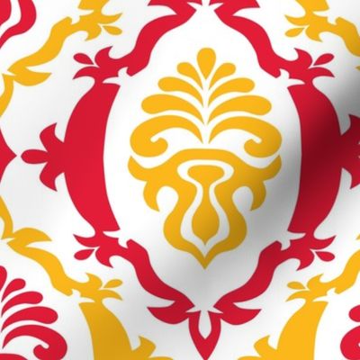 Red and Yellow Damask