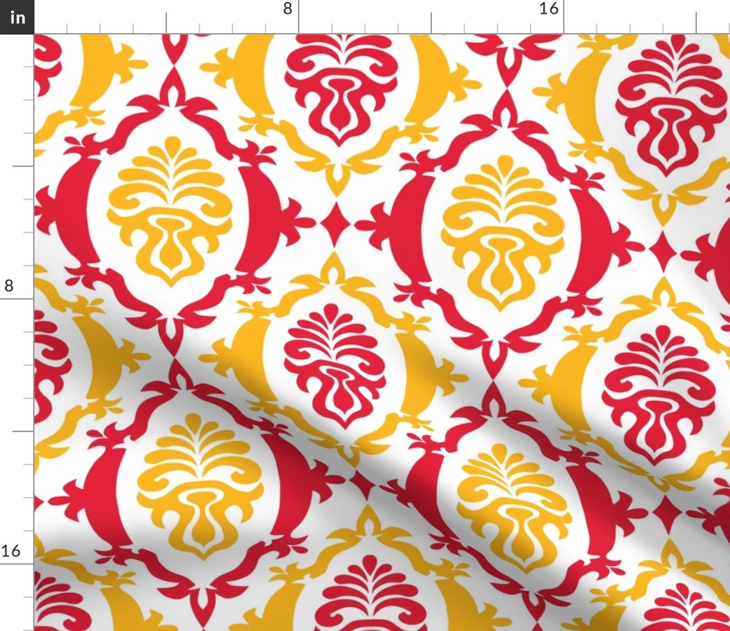 Red and Yellow Damask