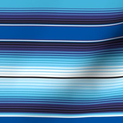 Blue Mexican Serape Blanket Stripes