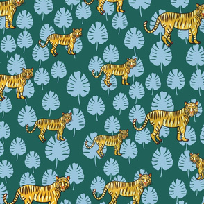 Tigers on green