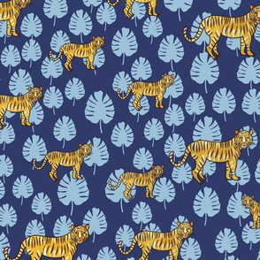 Tigers on blue