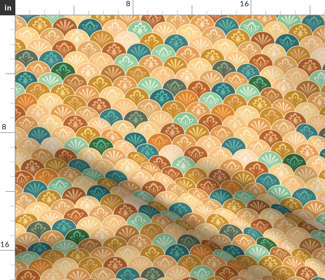 Moroccan Tiles - Gold Scallops