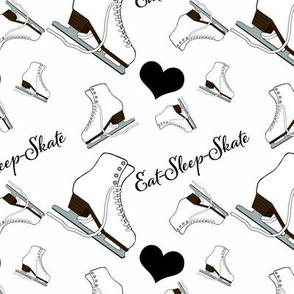 Figure Skates Design with Text and Hearts Design