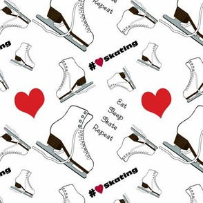 Figure Skates Design with Text and Red Heart Design