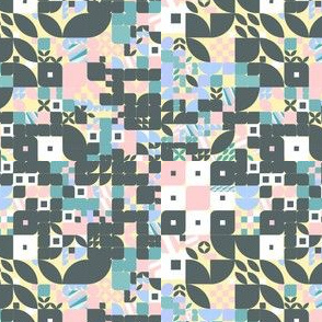 Pastel square quilt - small