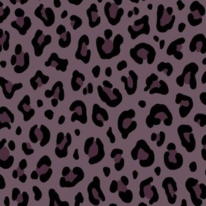 ★ LEOPARD PRINT in GRAYISH PLUM ★ Medium Scale / Collection : Leopard spots – Punk Rock Animal Print