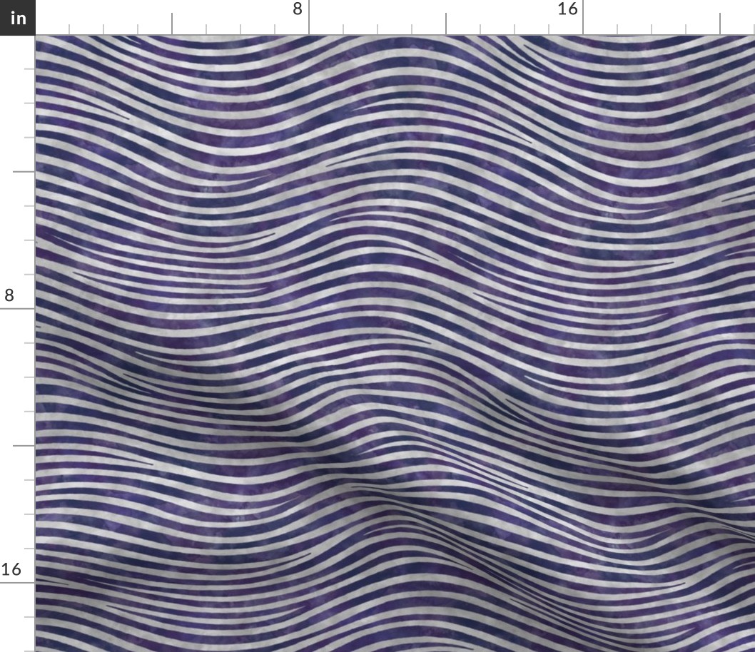 ★ ZEBRA SHIBORI ★ Indigo Purple + Gray Watercolor - Small Scale / Collection : Wild Stripes – Punk Rock Animal Prints 2