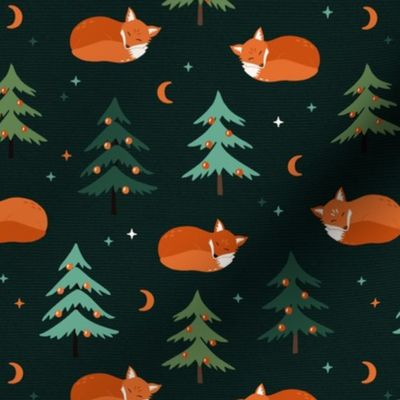 Sleeping Christmas Foxes