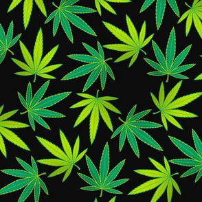 ★ SPINNING WEED ★ Green on Black - Large scale / Collection : Cannabis Factory 1 – Marijuana, Ganja, Pot, Hemp and other weeds prints