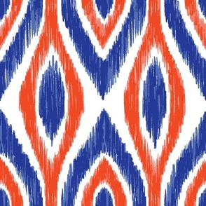 Royal Blue and Bright Orange Ikat