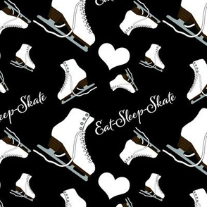   Figure Skates Design with  Heart Design Text and  Eat Sleep Skate text