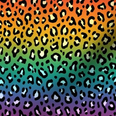 ★ RAINBOW LEOPARD PRINT ★ Horizontal Gradient + Pastels and Black / Small Scale / Collection : Leopard spots – Punk Rock Animal Prints