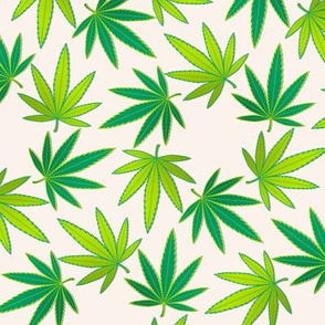 ★ SPINNING WEED ★ Green on Ivory White - Large scale / Collection : Cannabis Factory 1 – Marijuana, Ganja, Pot, Hemp and other weeds prints