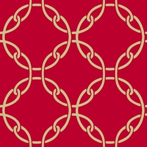 Large Chain Circles Gold Japan Red
