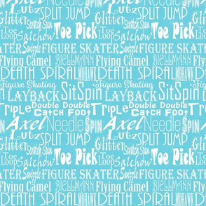 Figure Skating Subway Style Typography Design on Icy Blue Glitter