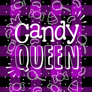 Candy Queen on Purple Buffalo Plaid Minky 54 x 72 inches