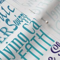   Figure Skating Subway Style Typography in a Purple to Teal Gradient  on White Fabric 