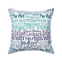   Figure Skating Subway Style Typography in a Purple to Teal Gradient  on White Fabric 