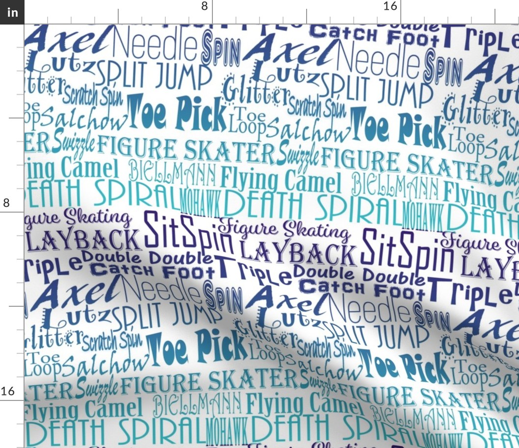  Figure Skating Subway Style Typography in a Purple to Teal Gradient  on White Fabric 