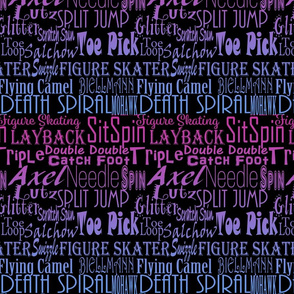  Figure Skating Subway Style Typography in a Pink, Purple to Blue Gradient  on Black Fabric 