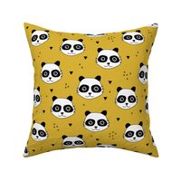 Kawaii Panda minimalist animals Scandinavian style kids nursery design ochre yellow