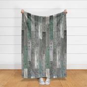 Vintage Wood Random Tiles Green Grey 