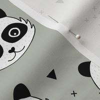 Kawaii Panda minimalist animals Scandinavian style kids nursery design sage green