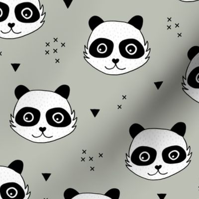 Kawaii Panda minimalist animals Scandinavian style kids nursery design sage green