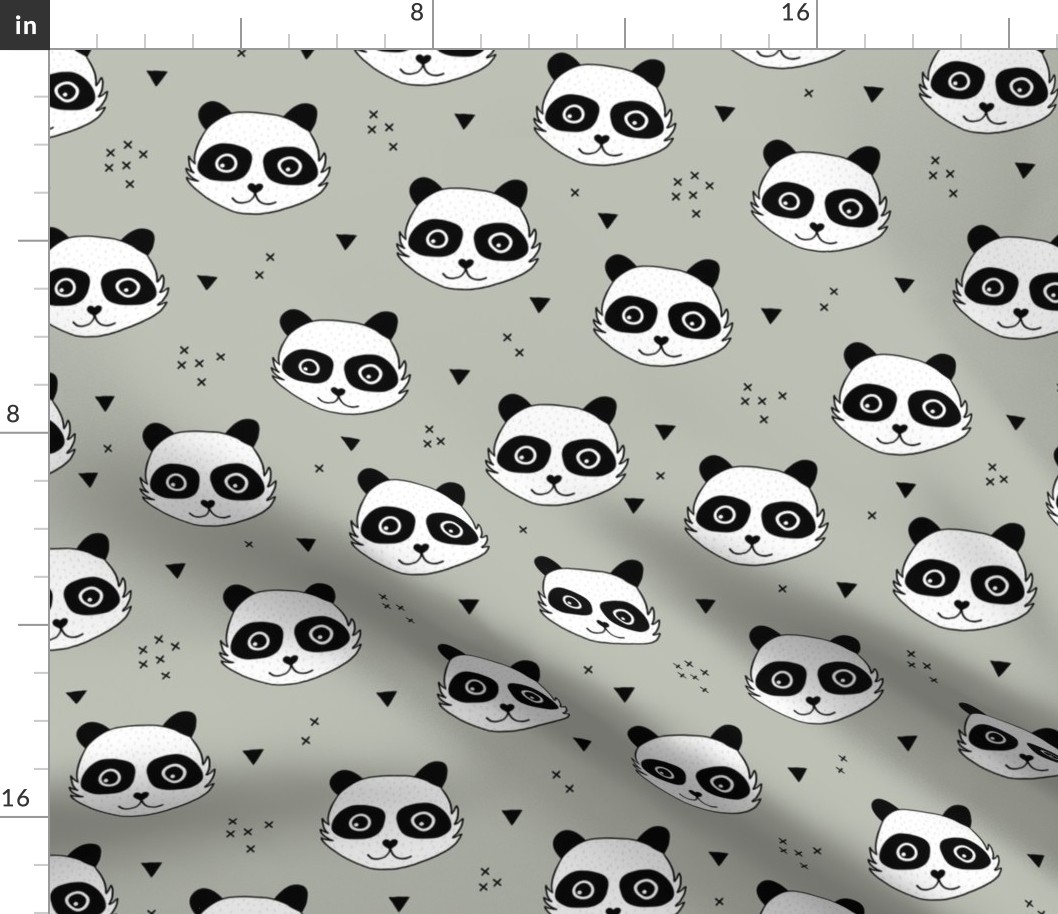 Kawaii Panda minimalist animals Scandinavian style kids nursery design sage green