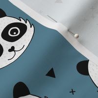 Kawaii Panda minimalist animals Scandinavian style kids nursery design stone blue night