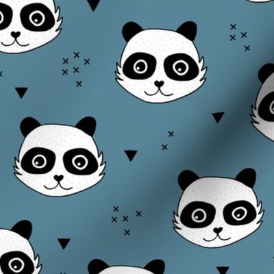 Kawaii Panda minimalist animals Scandinavian style kids nursery design stone blue night