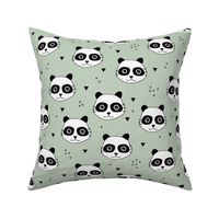 Kawaii Panda minimalist animals Scandinavian style kids nursery design mint green