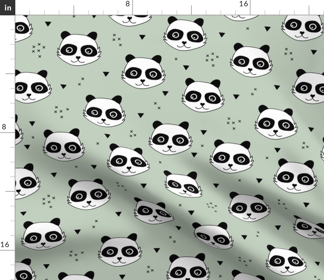 Kawaii Panda minimalist animals Scandinavian style kids nursery design mint green