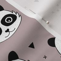 Kawaii Panda minimalist animals Scandinavian style kids nursery design mauve pink girls