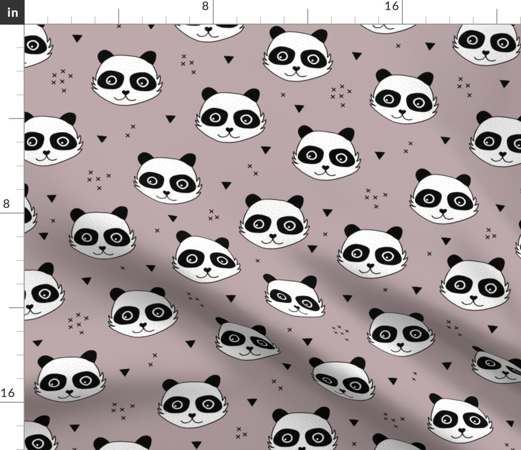 Kawaii Panda minimalist animals Scandinavian style kids nursery design mauve pink girls