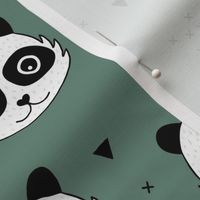 Kawaii Panda minimalist animals Scandinavian style kids nursery design pine trees green christmas