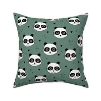 Kawaii Panda minimalist animals Scandinavian style kids nursery design pine trees green christmas