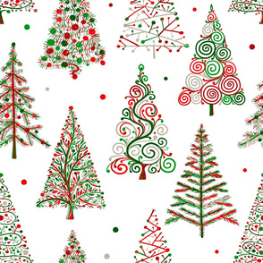 Christmas Trees on White  Background