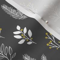 Christmas Branches in White, Black and gold