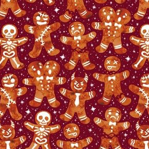 Gingerdead Men - Spooky Gingerbread - Maroon 3/4 Size